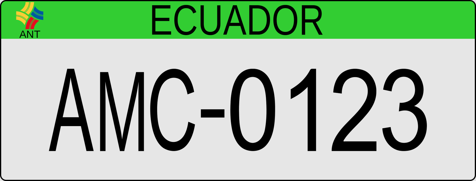 Decals for 2-plate vehicles (Ecuador) - Vehicular Regions, Provinces, Cantons, Parishes 